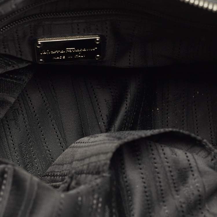 Pre Owned Salvatore Ferragamo Black Leather Beky Tote