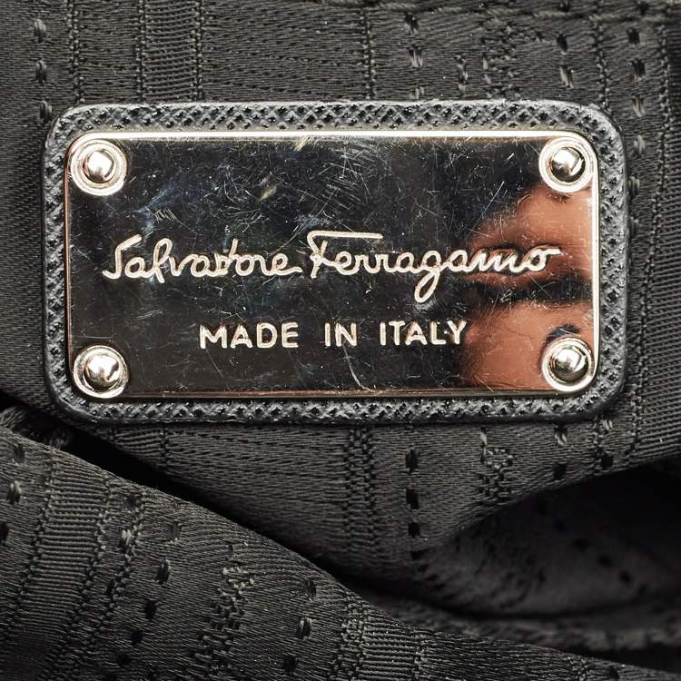 Pre Owned Salvatore Ferragamo Black Leather Beky Tote