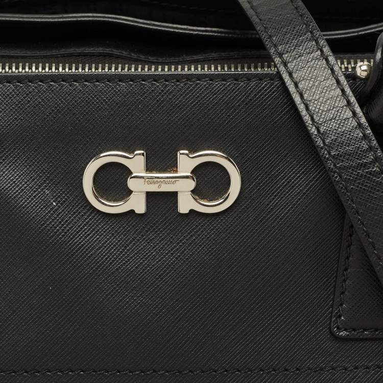 Pre Owned Salvatore Ferragamo Black Leather Beky Tote