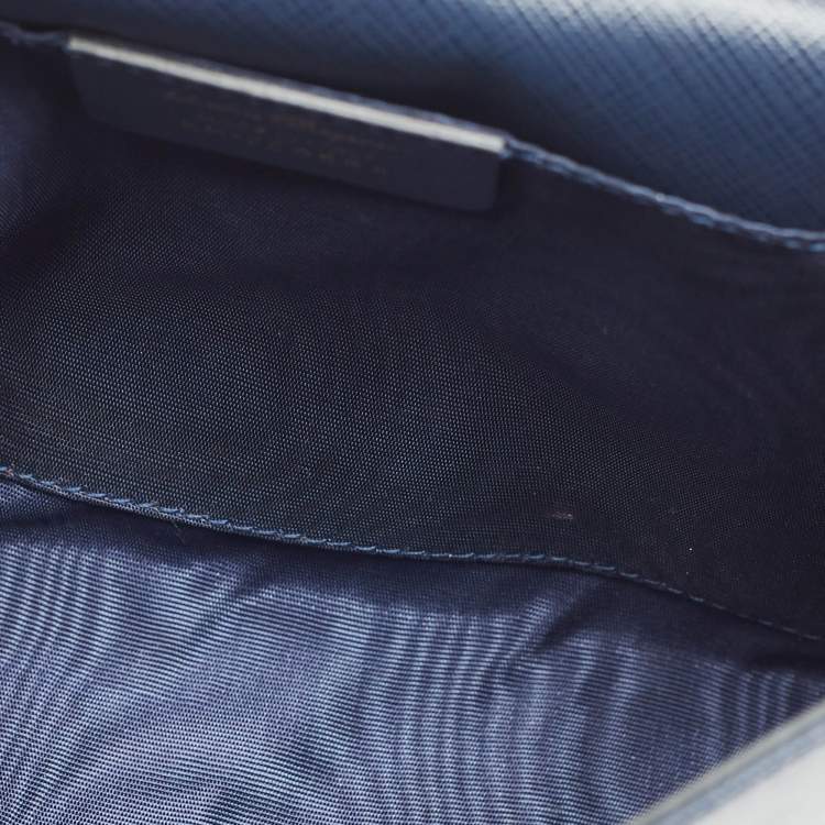 Pre Owned Salvatore Ferragamo Navy Blue Leather Vara Bow Chain Clutch