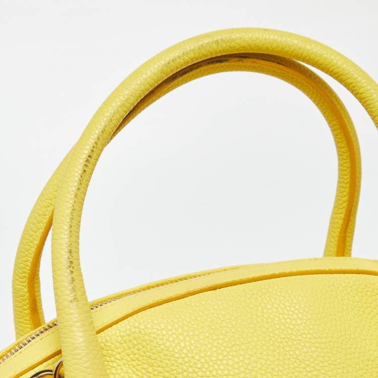 Pre Owned Salvatore Ferragamo Yellow Leather Medium Fiamma Satchel