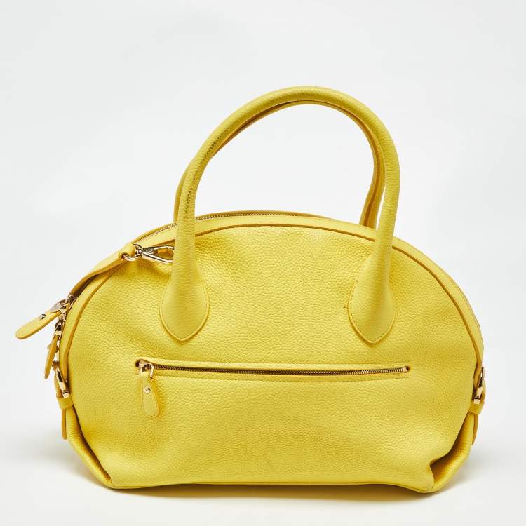 Pre Owned Salvatore Ferragamo Yellow Leather Medium Fiamma Satchel