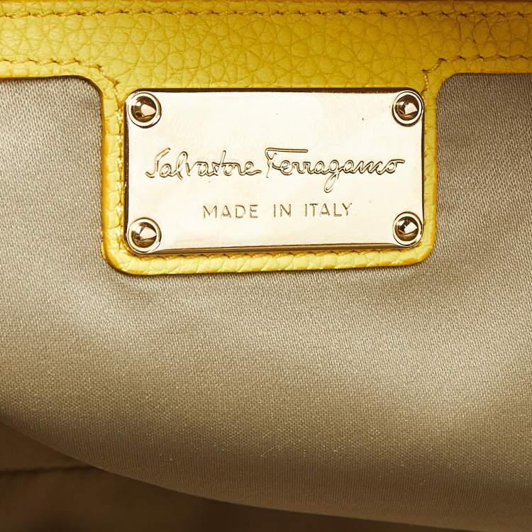 Pre Owned Salvatore Ferragamo Yellow Leather Medium Fiamma Satchel