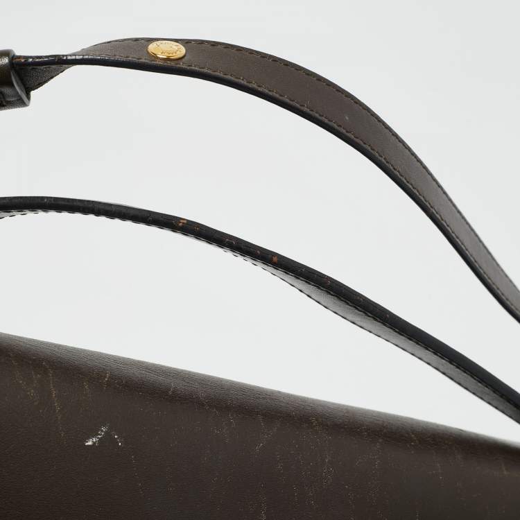 Pre Owned Salvatore Ferragamo Dark Brown Leather Marisol Top Handle Bag
