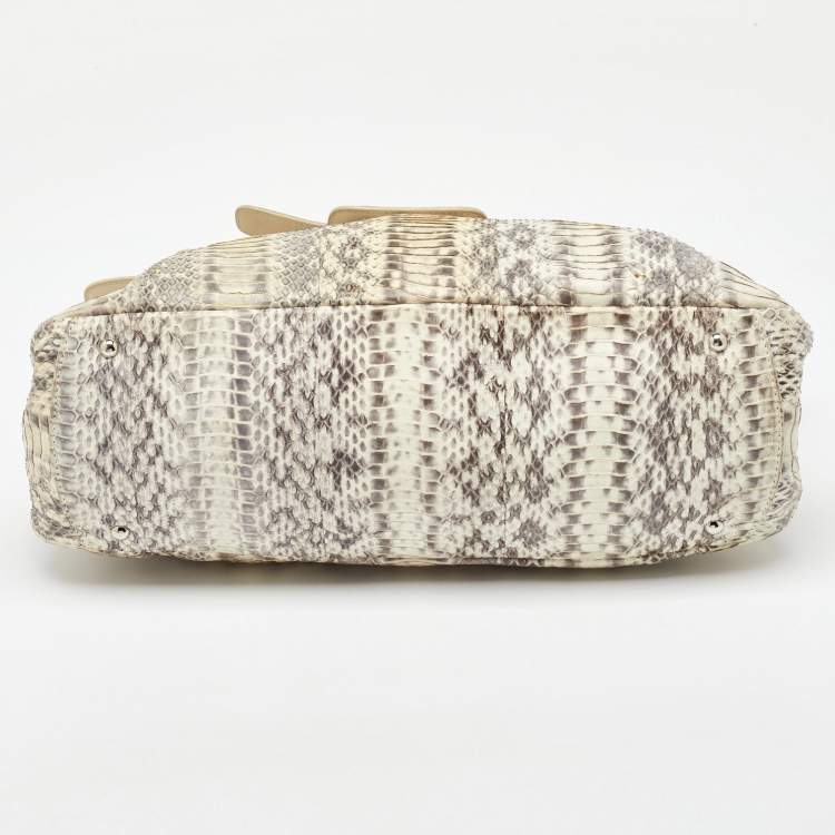 Pre Owned Salvatore Ferragamo White/Grey Python Apollonia Bag