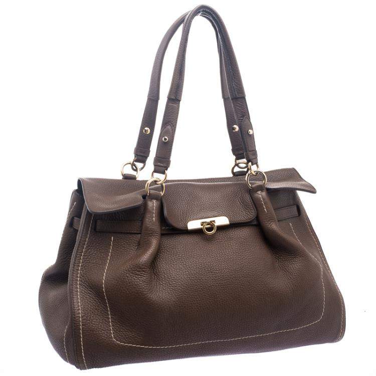 Pre Owned Salvatore Ferragamo Brown Leather Satchel