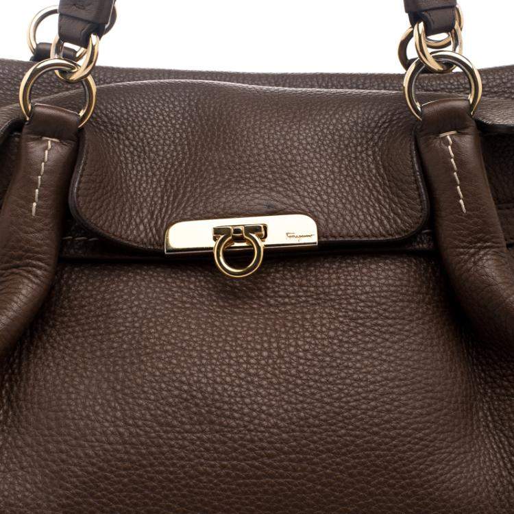 Pre Owned Salvatore Ferragamo Brown Leather Satchel