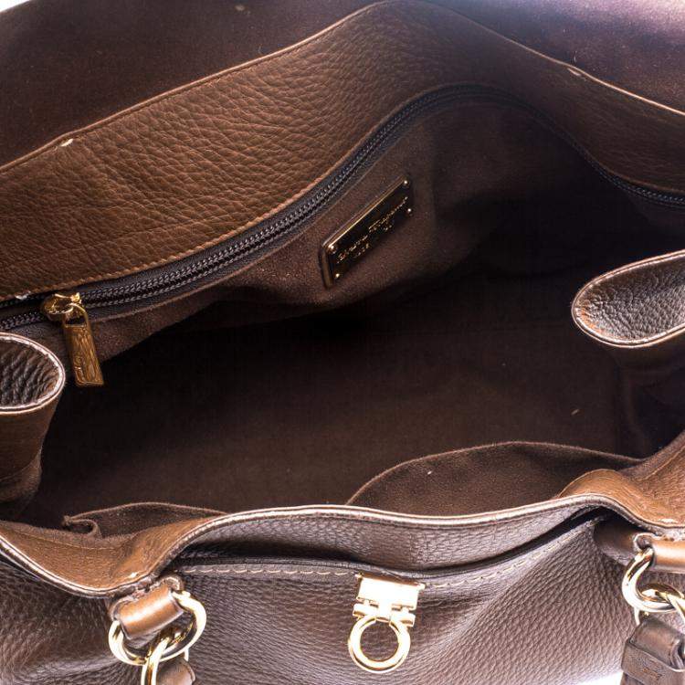 Pre Owned Salvatore Ferragamo Brown Leather Satchel