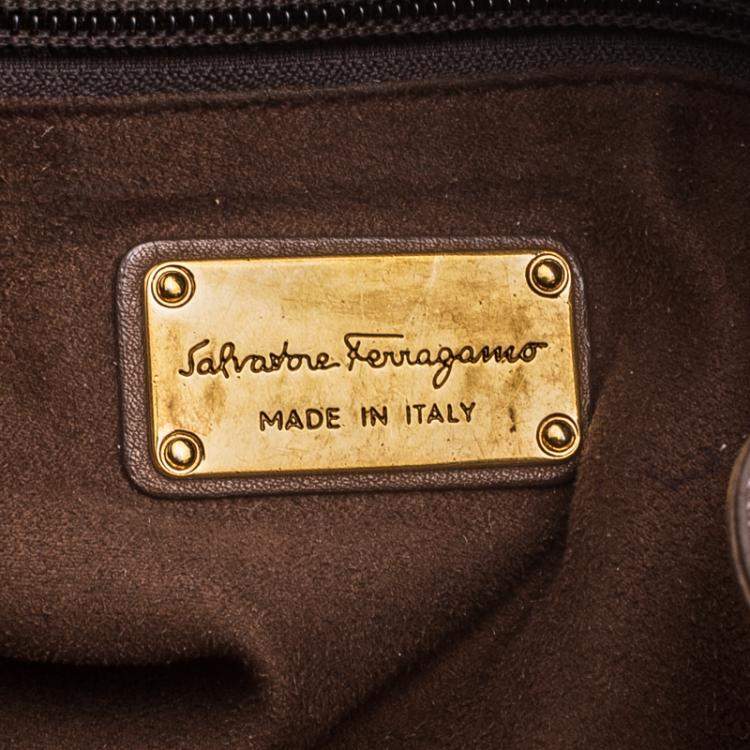 Pre Owned Salvatore Ferragamo Brown Leather Satchel