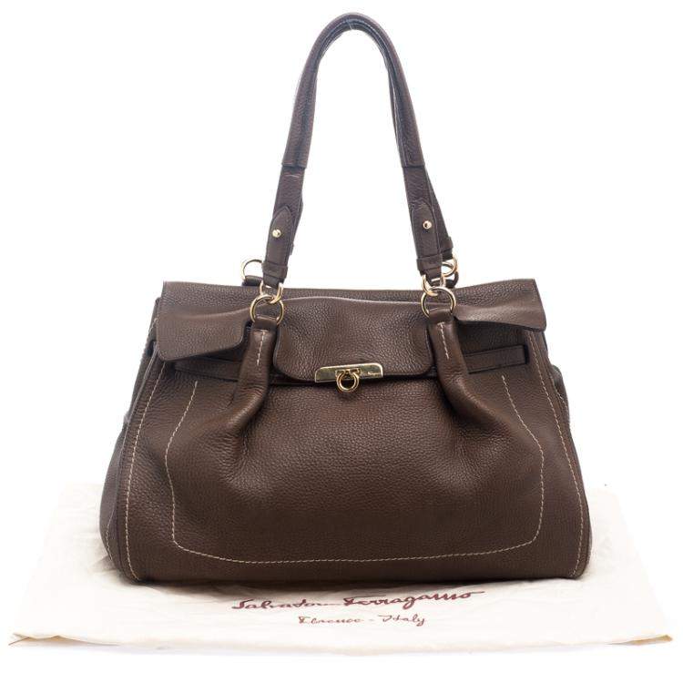 Pre Owned Salvatore Ferragamo Brown Leather Satchel