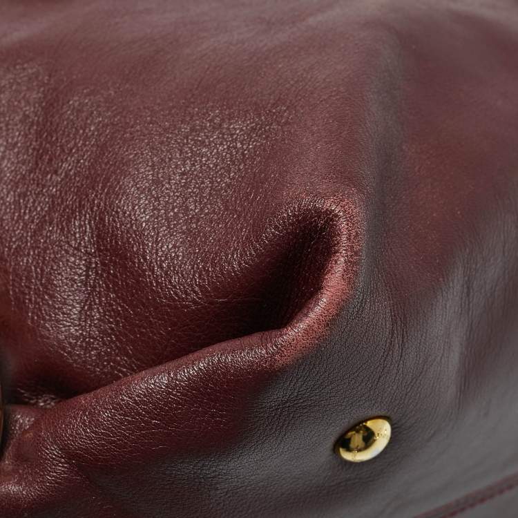 Pre Owned Salvatore Ferragamo Dark Red Leather Medium Sofia Top Handle Bag