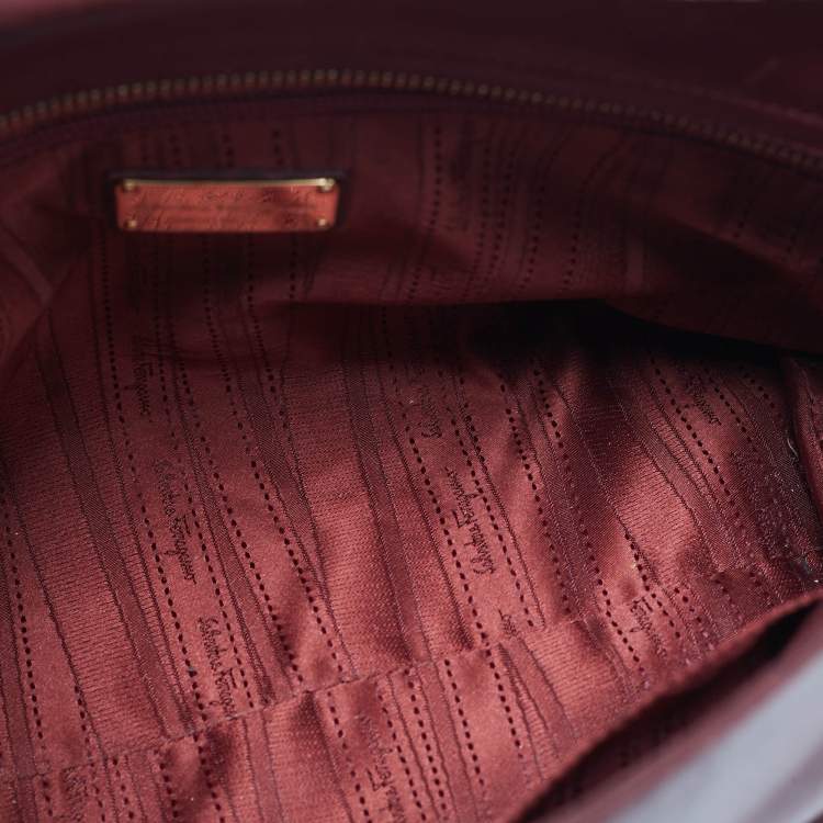 Pre Owned Salvatore Ferragamo Dark Red Leather Medium Sofia Top Handle Bag