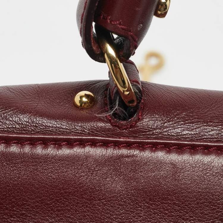 Pre Owned Salvatore Ferragamo Dark Red Leather Medium Sofia Top Handle Bag