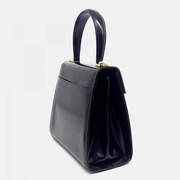 Pre Owned Salvatore Ferragamo Black Leather Medium Kelly Bag