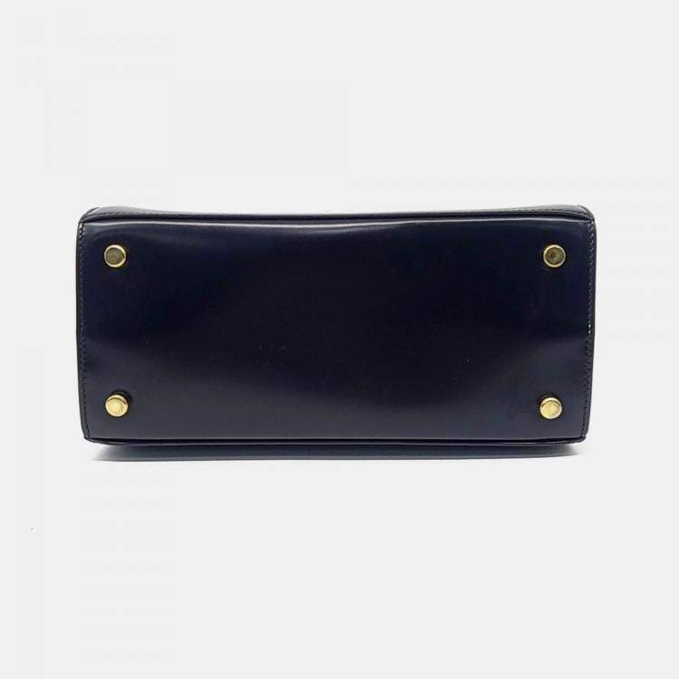 Pre Owned Salvatore Ferragamo Black Leather Medium Kelly Bag