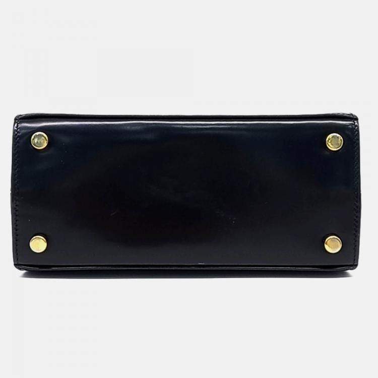 Pre Owned Salvatore Ferragamo Black Leather Kelly Bag Small