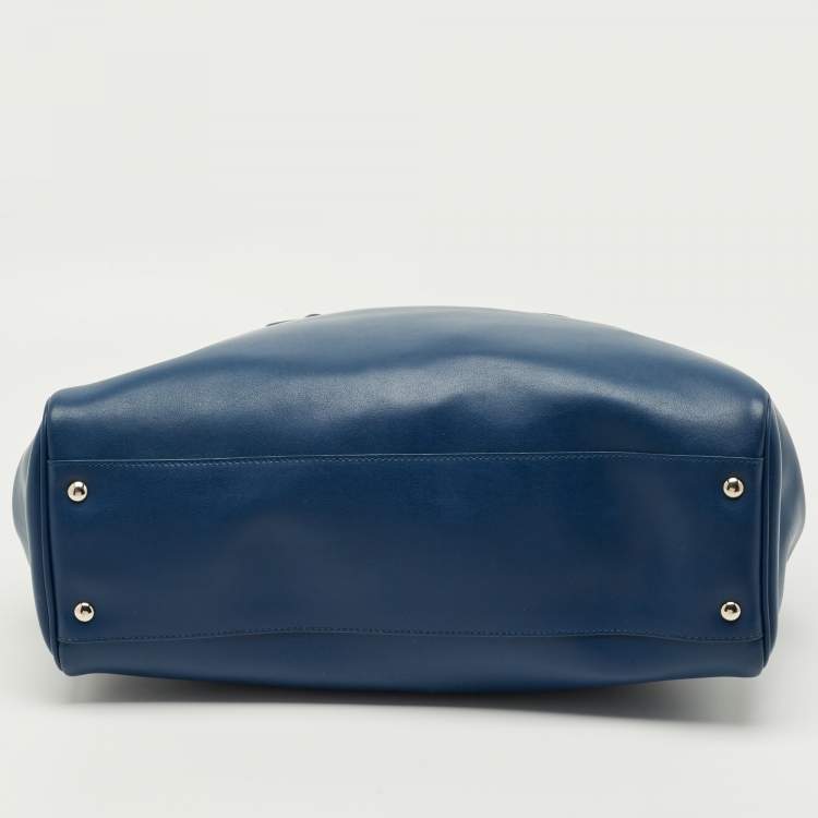 Pre Owned Salvatore Ferragamo Navy Blue Leather Nolita Tote