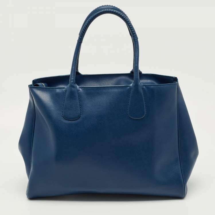 Pre Owned Salvatore Ferragamo Navy Blue Leather Nolita Tote
