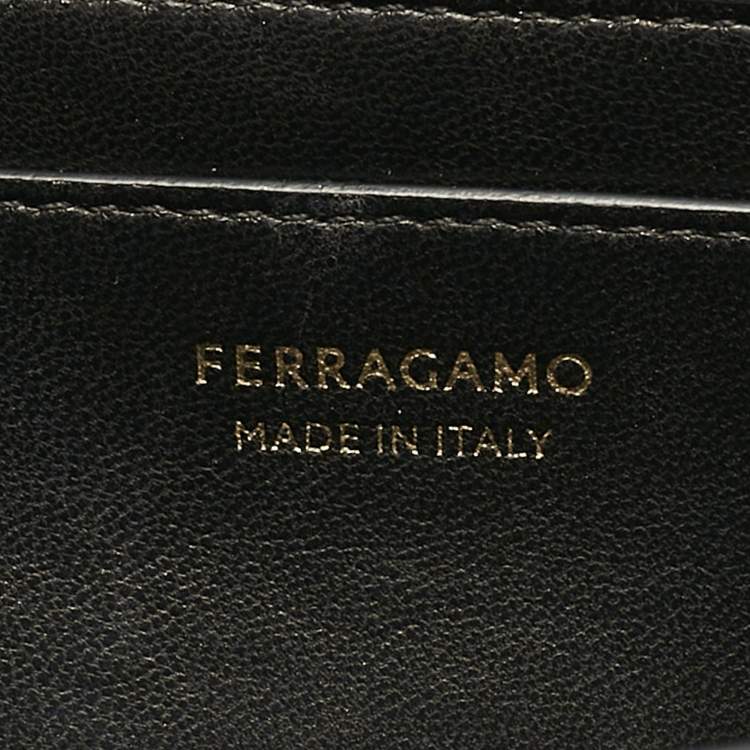 Pre Owned Salvatore Ferragamo Black Embossed Leather Gancini Shoulder Bag