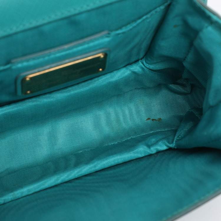 Pre Owned Salvatore Ferragamo Green Leather Mini Ginny Crossbody Bag