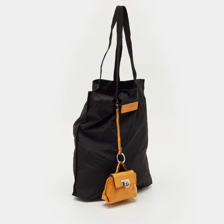 Pre Owned Salvatore Ferragamo Black Nylon Tote