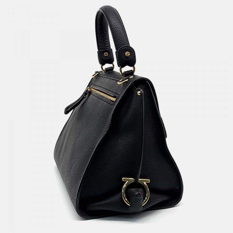 Pre Owned Salvatore Ferragamo Black Leather Sophia Bag