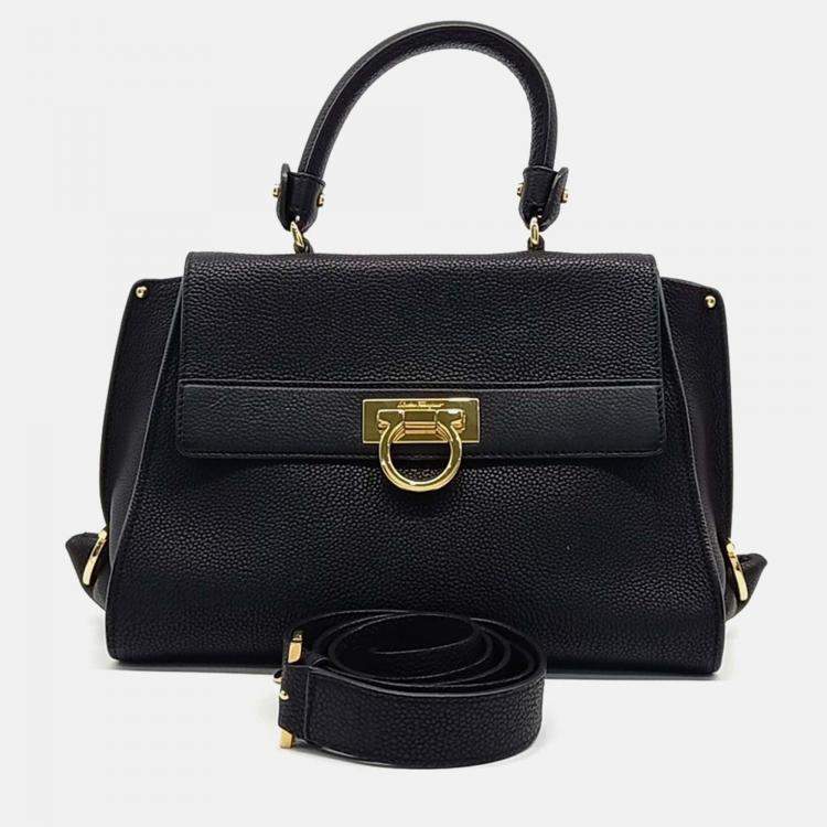 Pre Owned Salvatore Ferragamo Black Leather Sophia Bag
