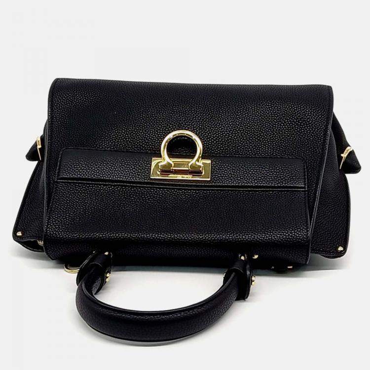Pre Owned Salvatore Ferragamo Black Leather Sophia Bag