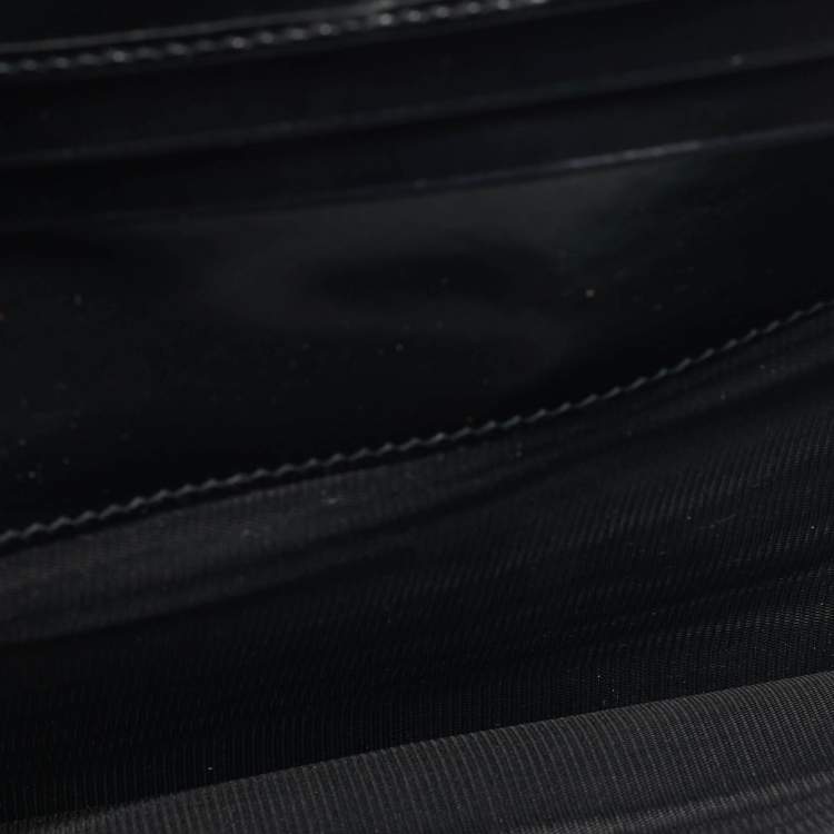 Pre Owned Salvatore Ferragamo Black Glossy Leather Gancini Continental Wallet