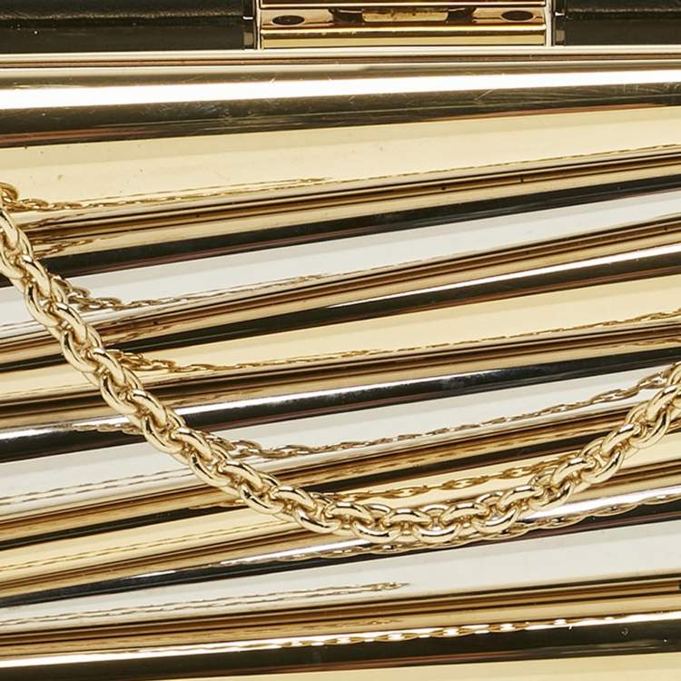 Pre Owned Salvatore Ferragamo x Sara Battaglia Gold/Silver Metal Sinila Clutch