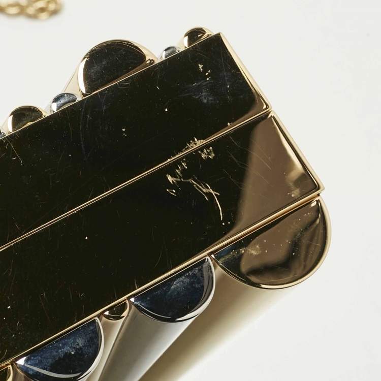 Pre Owned Salvatore Ferragamo x Sara Battaglia Gold/Silver Metal Sinila Clutch