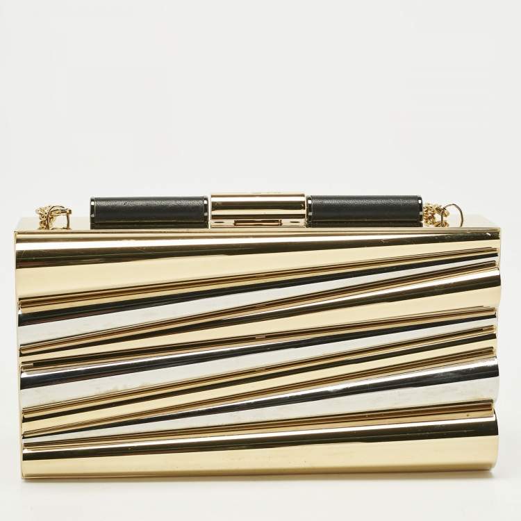 Pre Owned Salvatore Ferragamo x Sara Battaglia Gold/Silver Metal Sinila Clutch