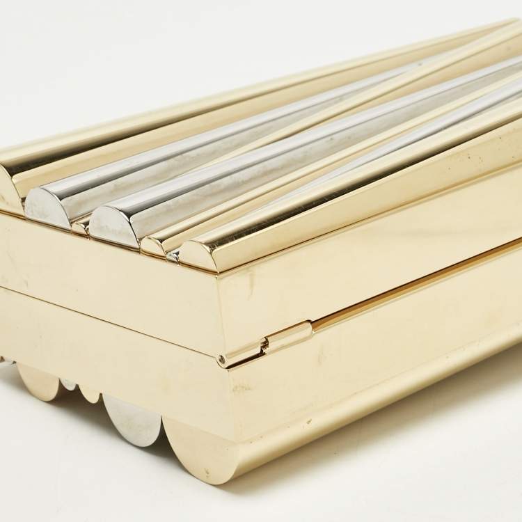 Pre Owned Salvatore Ferragamo x Sara Battaglia Gold/Silver Metal Sinila Clutch