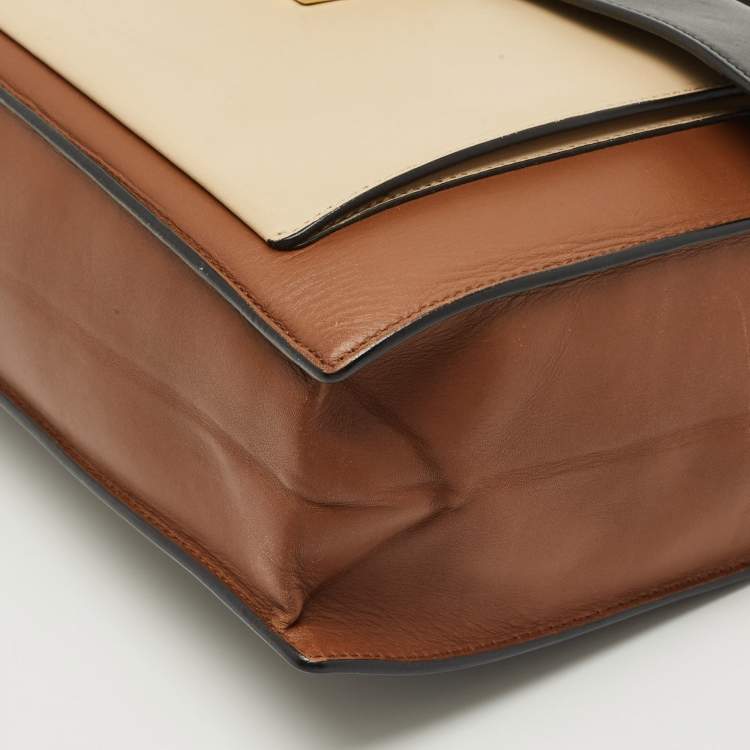 Pre Owned Salvatore Ferragamo Tricolor Leather Marisol Top Handle Bag