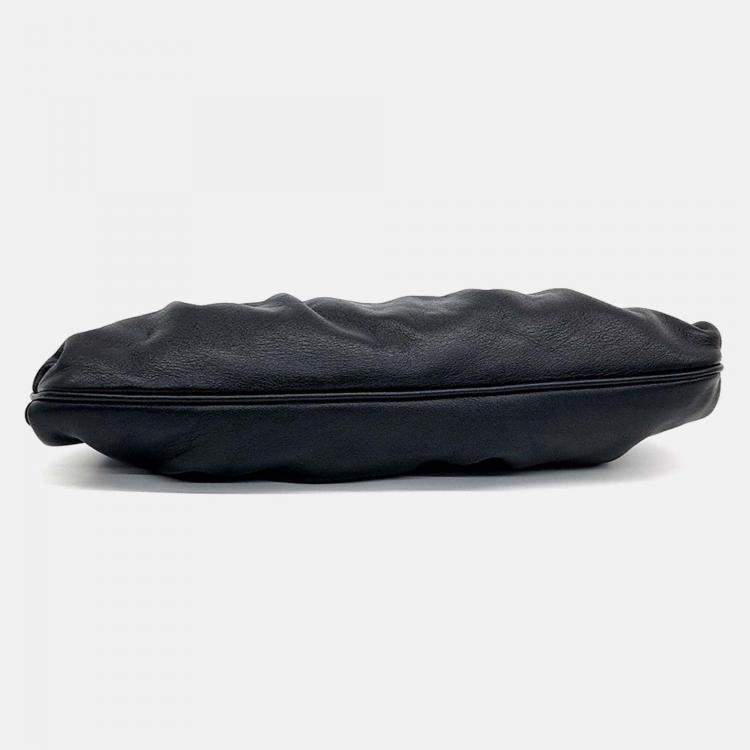 Pre Owned Salvatore Ferragamo Black Leather Bronze Shoulder Bag