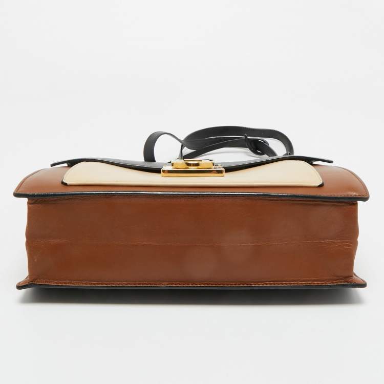 Pre Owned Salvatore Ferragamo Tricolor Leather Marisol Top Handle Bag