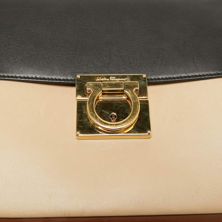 Pre Owned Salvatore Ferragamo Tricolor Leather Marisol Top Handle Bag
