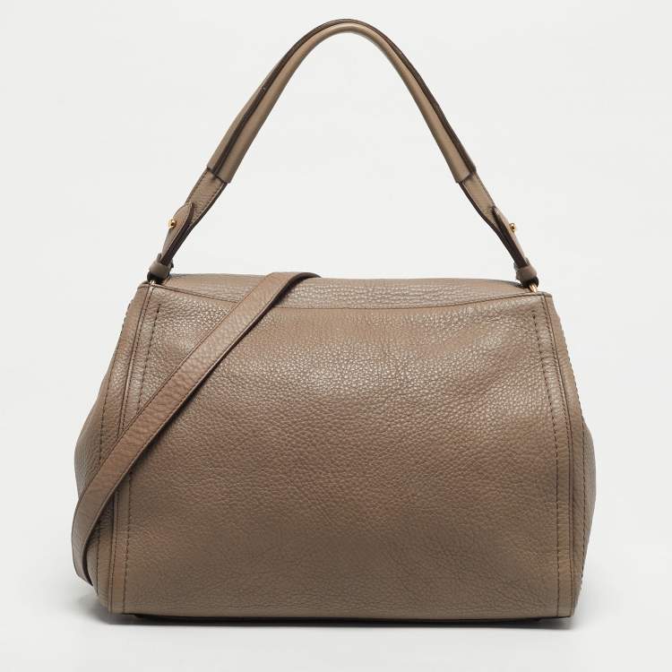 Pre Owned Salvatore Ferragamo Beige Leather Hortense Top Handle Bag