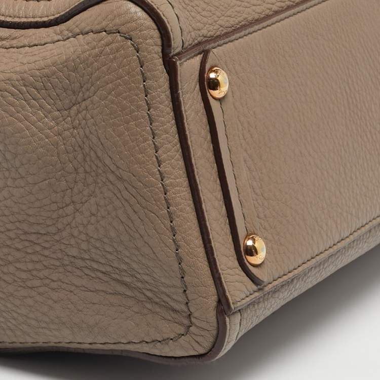 Pre Owned Salvatore Ferragamo Beige Leather Hortense Top Handle Bag
