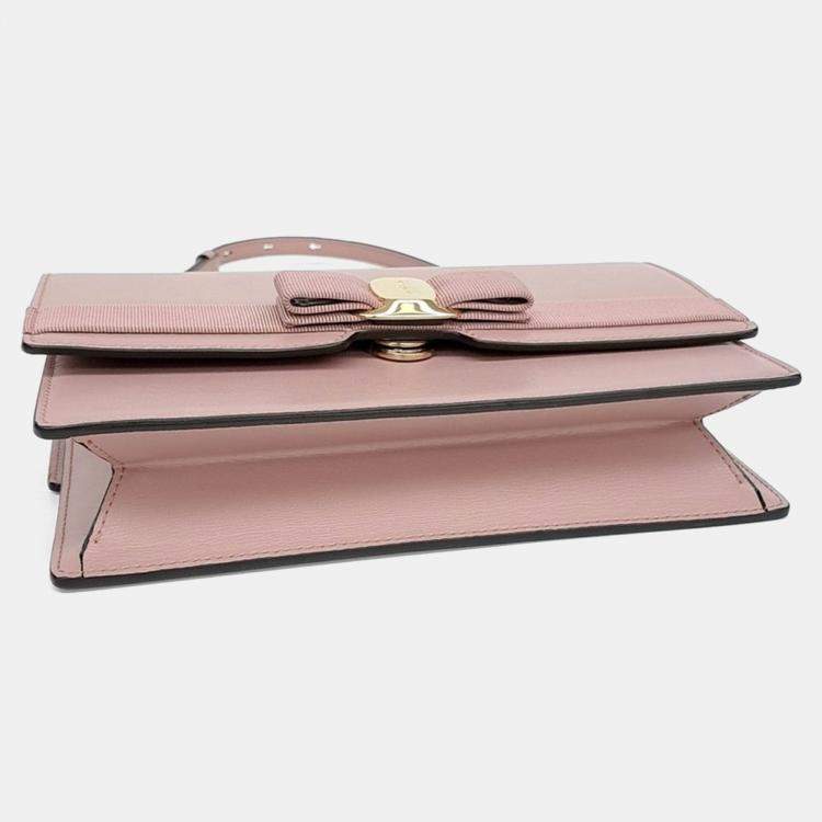 Pre Owned Salvatore Ferragamo Pink Leather Vara shoulder bag