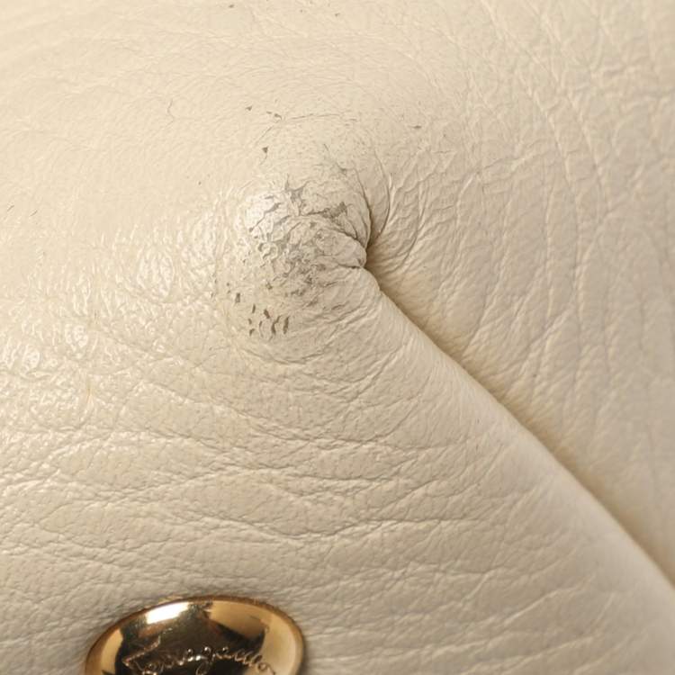 Pre Owned Salvatore Ferragamo Black/Cream Leather Zip Tote