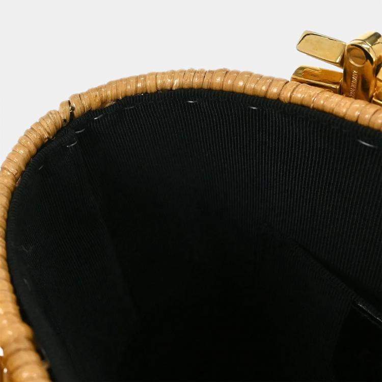 Pre Owned Salvatore Ferragamo Beige Rattan Gancini Basket Handbag