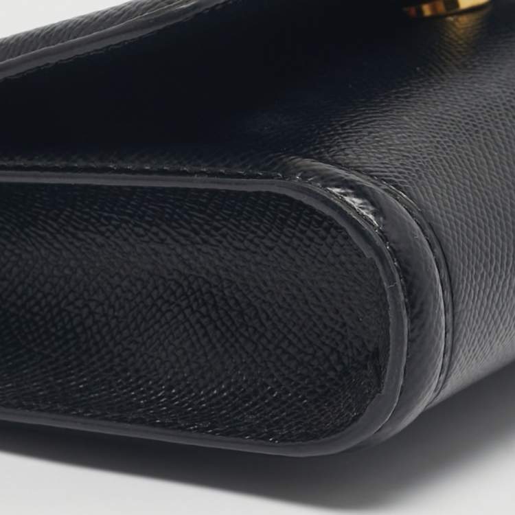 Pre Owned Salvatore Ferragamo Black Leather Vara Bow Clutch Bag