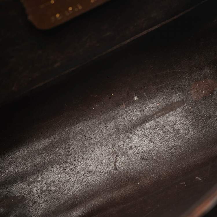 Pre Owned حقيبة سالفاتوري فيراغامو كيلي جلد تمساح بني داكن بيد علوية