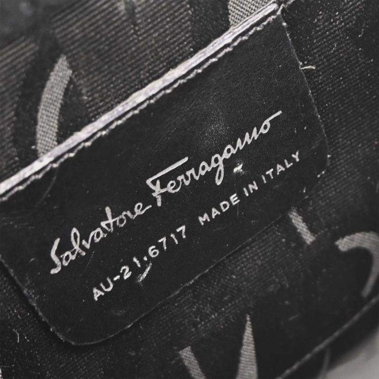 Pre Owned Salvatore Ferragamo Silver Aluminum Gancini Shoulder Bag 