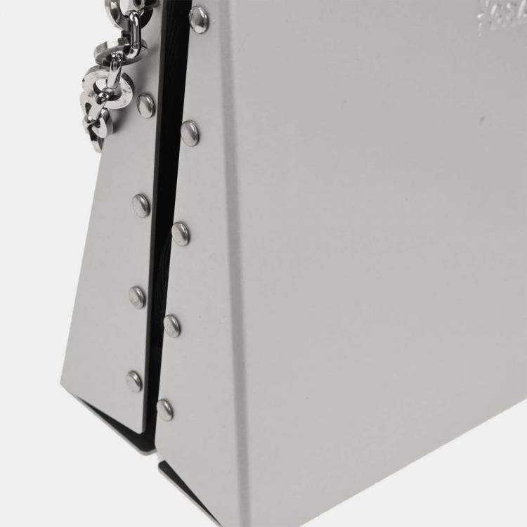 Pre Owned Salvatore Ferragamo Silver Aluminum Gancini Shoulder Bag 