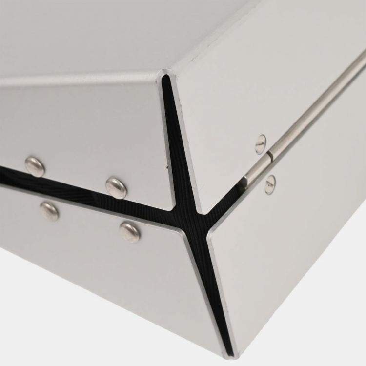 Pre Owned Salvatore Ferragamo Silver Aluminum Gancini Shoulder Bag 