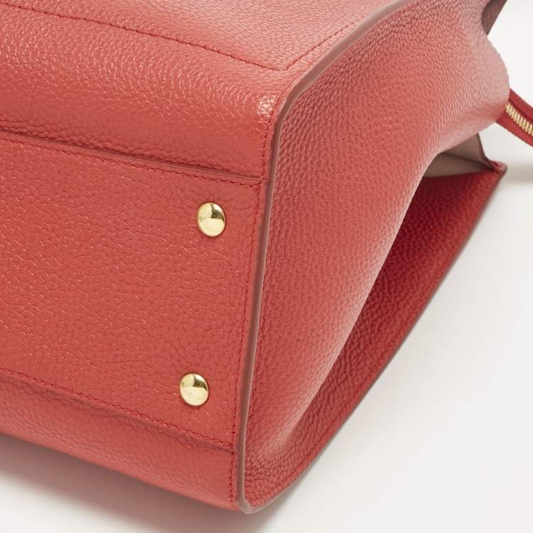 Pre Owned Salvatore Ferragamo Red Leather Medium Amy Tote