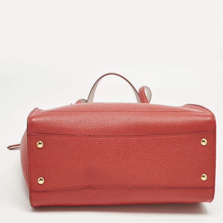 Pre Owned Salvatore Ferragamo Red Leather Medium Amy Tote