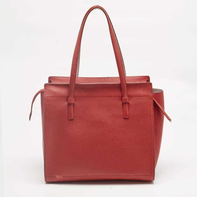 Pre Owned Salvatore Ferragamo Red Leather Medium Amy Tote